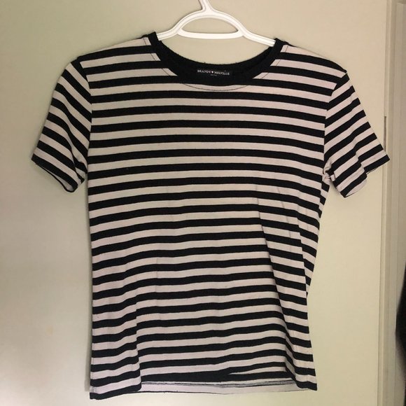 Brandy Melville White and Black Short Sleeve Tee - Picture 1 of 3